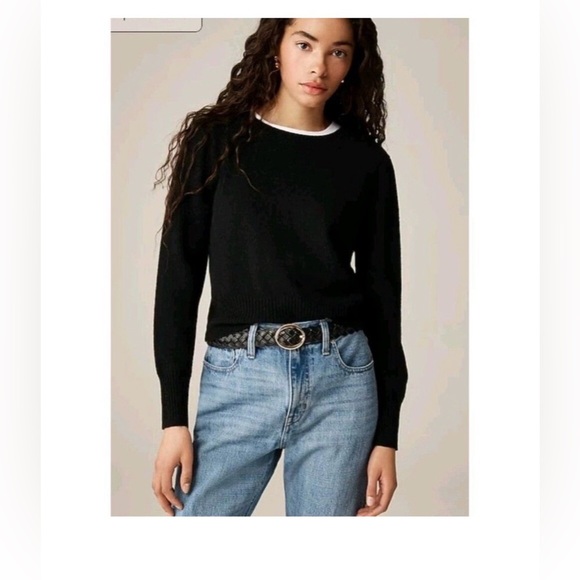 J. Crew Sweaters - J. Crew Cashmere Shrunken Crewneck Sweater Long Sleeve Black BG654 XL- SEE PICS